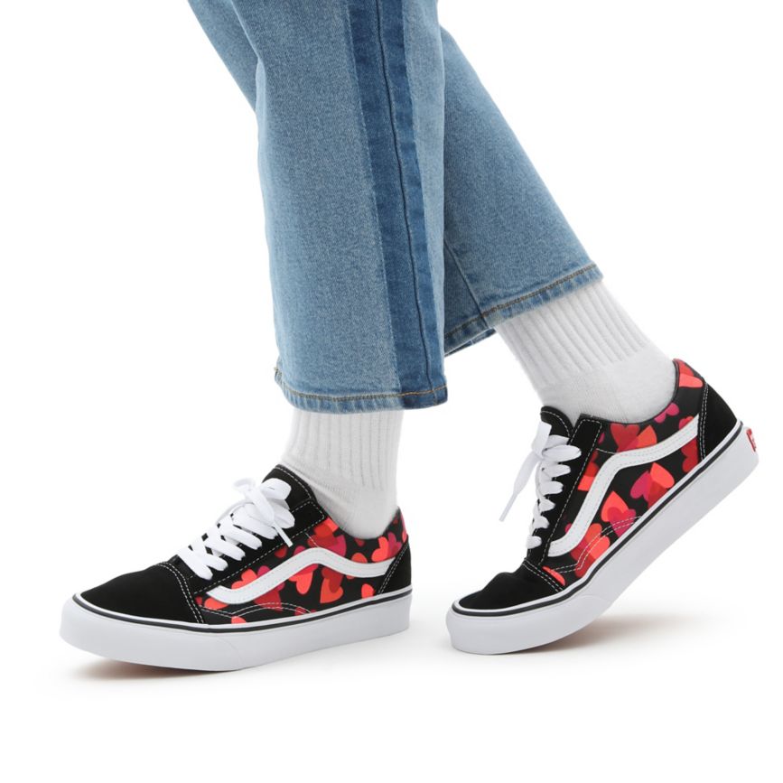 Tenis Bajas Vans Valentines Hearts Old Skool Mujer Negras | VN076T9QA17