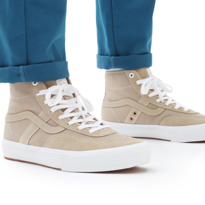 Tenis Skate Vans Crockett Altas Pro Hombre Blancas | VN019U5YN82
