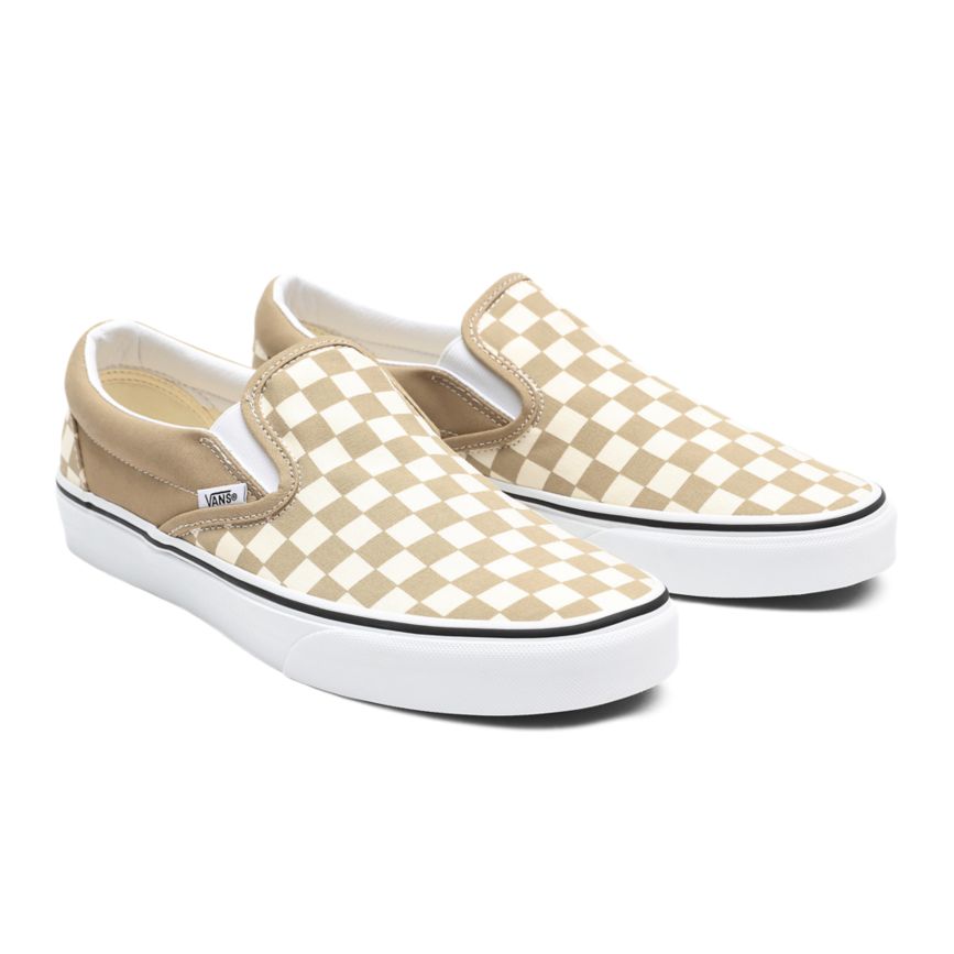 CLASSICS Vans Checkerboard Classic Slip-On Mujer Beige | VN200E5GZ82
