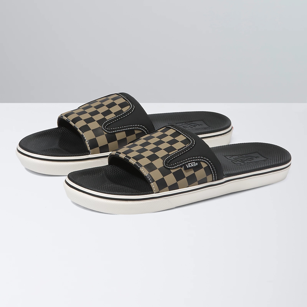 Sandalias Planas Vans Checkerboard Ultracush Slide-On Hombre Negras | VN661I4MW18