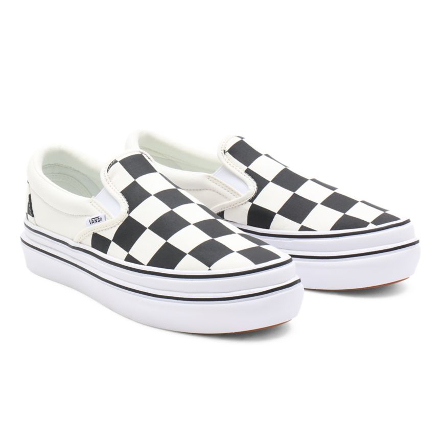 Slip On Vans Big Classics Checker Super ComfyCush Slip-On Mujer Blancas | VN223Q1TK39