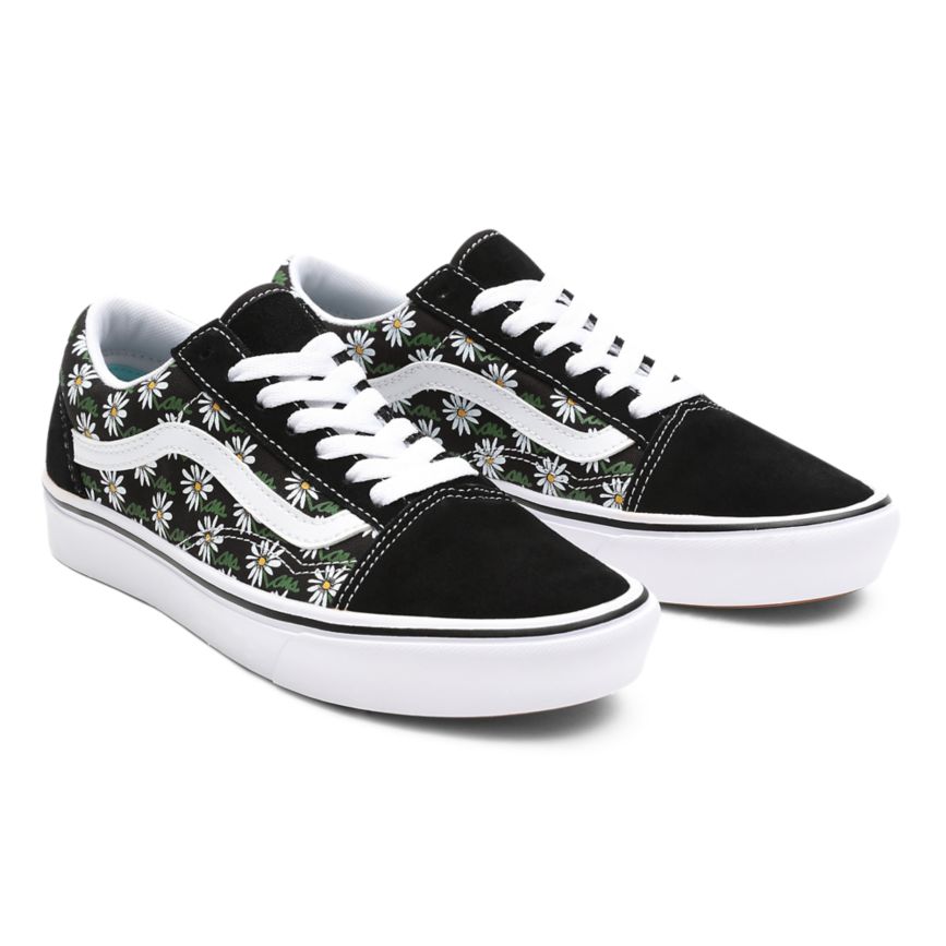 Tenis Bajas Vans Scribble Flower ComfyCush Old Skool Hombre Negras | VN164D8RP91