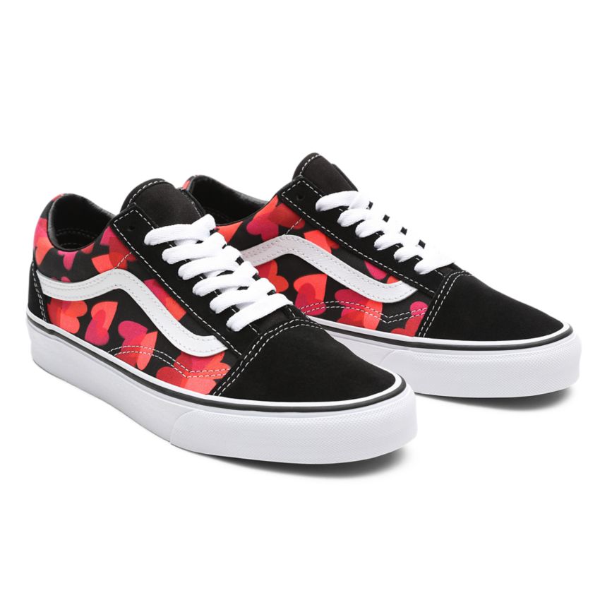 Tenis Bajas Vans Valentines Hearts Old Skool Mujer Negras | VN076T9QA17